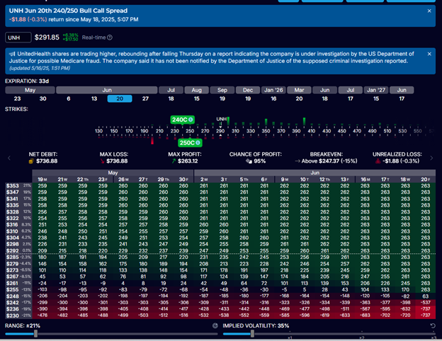 UNH Profit and Loss Table