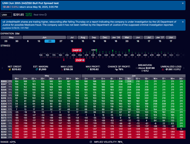 UNH Profit and Loss Table